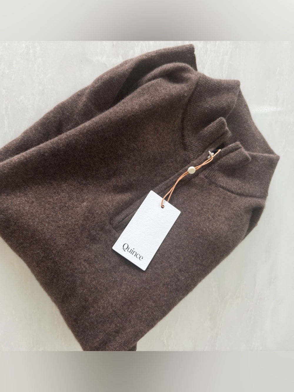 Quince Mongolian Cashmere Quarter-Zip Sweater — Brown - Picture 5 of 6